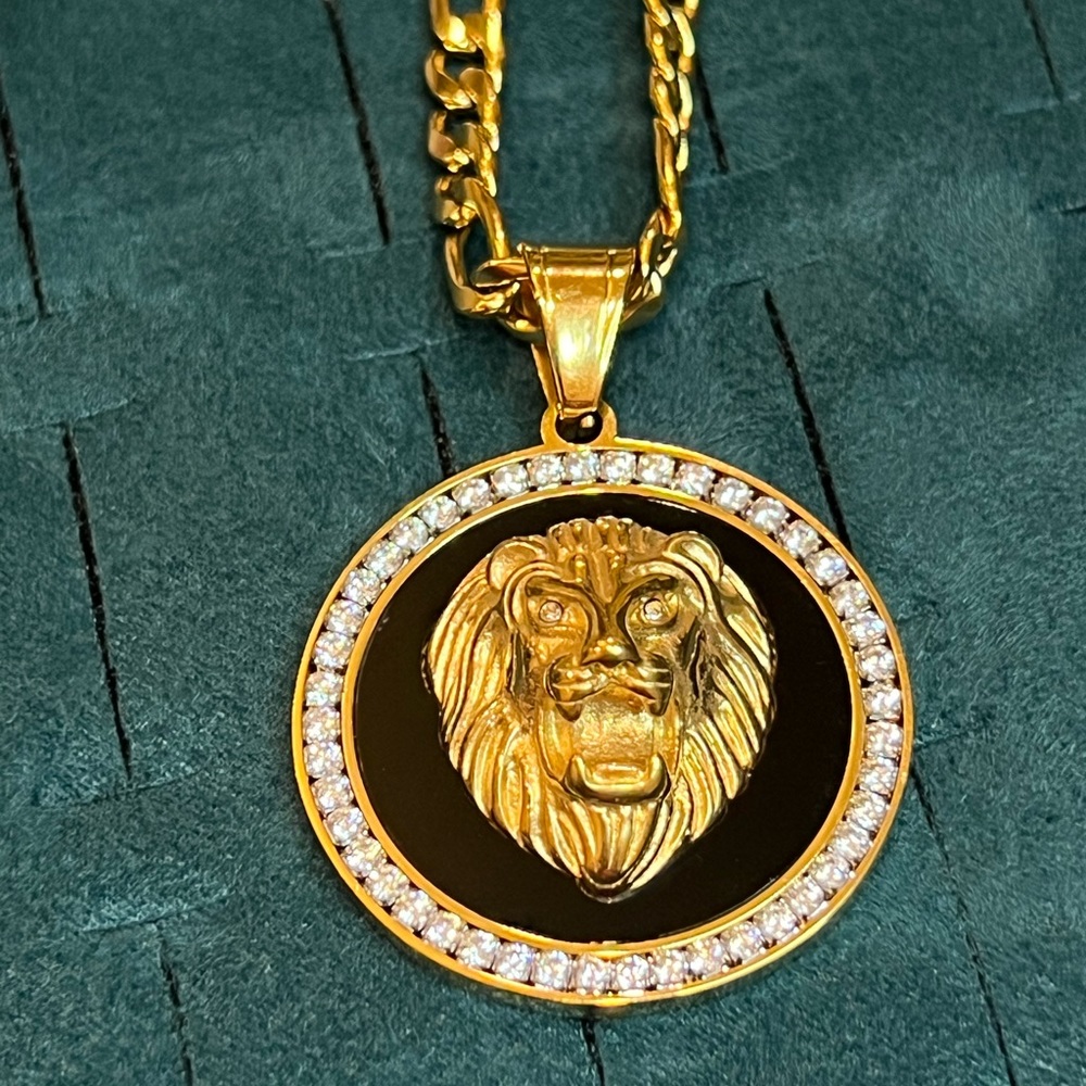 Stainless Steel Lion Pendant w/Chain